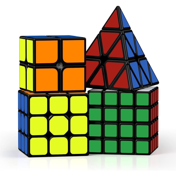 [4 Pack] Speed ​​Cube Set, Speed ​​Cube 2X2 3X3 4X4 Pyramid Magic Cube för barn