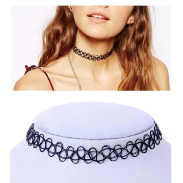 12-pak Choker Halskjede - One size Svart one size