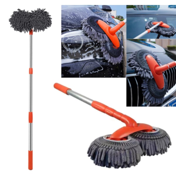 New Car Wash Brush with Long Handle Rotation Head Retractable Do