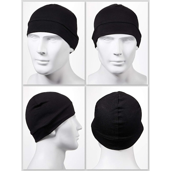 4 Skull Caps Herr Mjuk Bomulls Beanie Sovmössor Stretch Hjälm Multifunktionell Liner Huvudbonad för Män Kvinnor