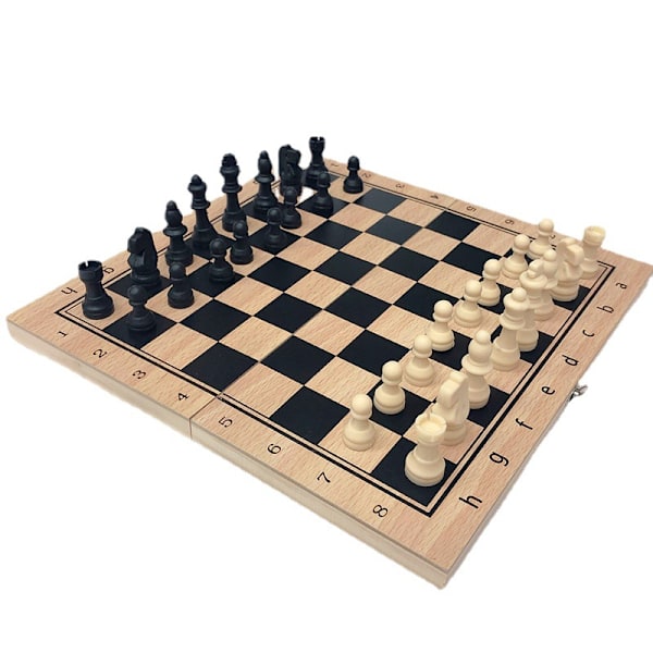 (34x34cm) 3 i 1 spelbräde, traditionella spel för barn och familj, schack, dam och backgammon