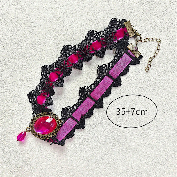 Pinkki goottilainen pitsi kaulanauha kaulus Choker Halloween Vampire