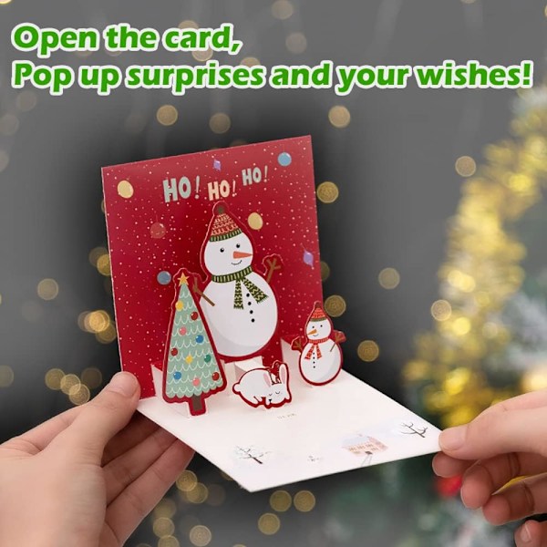 6 stk 3D julekort med konvolutter (3), 3D popup julekort God jul Pos