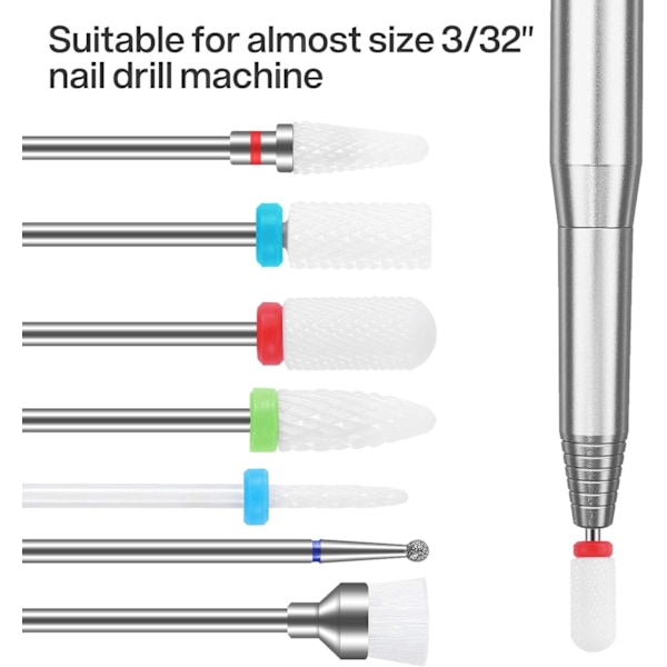 7 deler keramisk negleboremaskinsett profesjonell fjerning av gelakryl