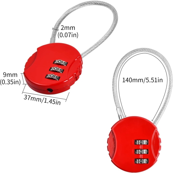 3 Pcs Combination Padlock 3-Digit Code Padlock Luggage Lock Code