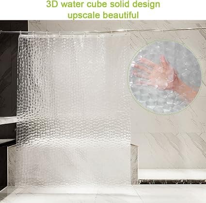 Duschdraperi 180*180 Halvtransparent 3D Vattenkubdesign Baddraperi EVA Vattentätt