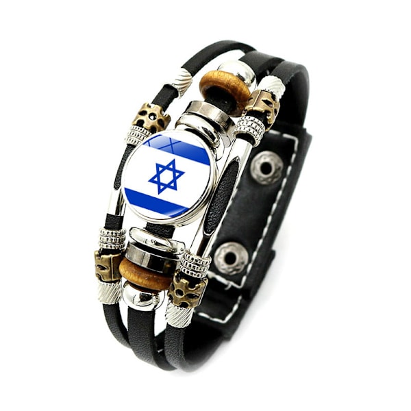 Läderarmband med snäpplås, flätat pärlarmband i punkstil Israel