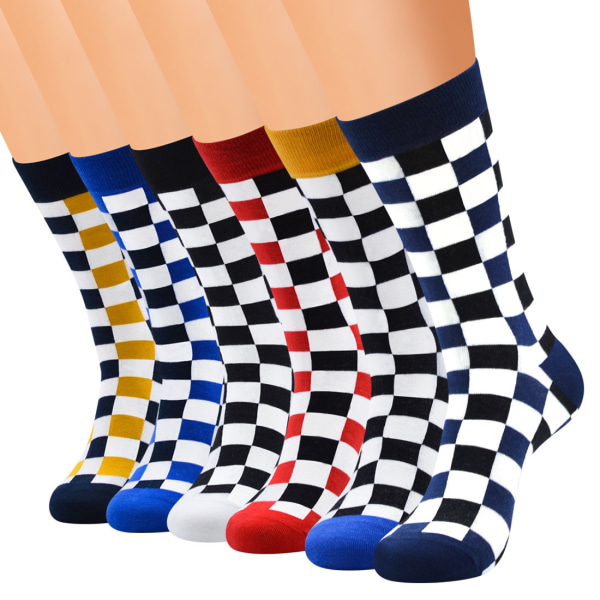 sokker for herre rutete mønstersokker for (6 par) flerfarget sprinkelseng