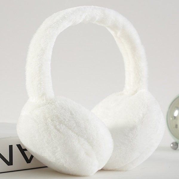 (White)Winter Earmuffs for Girls Boys Warm Plush Foldable Child Earmuffs