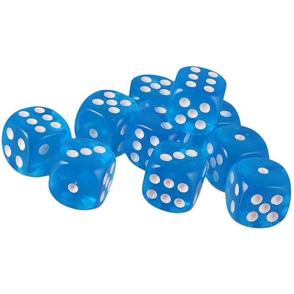 10 st 16mm D6 Polyhedriska Akryl Tärningar (Himmelsblå) för DND Tärningsspel RPG MTG Bordsspel