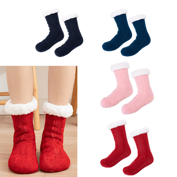 4 pairs of fleece socks warm socks floor socks mid-tube socks ladies Christmas