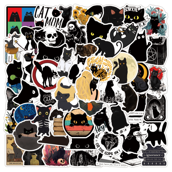 Black Cat Animal Graffiti Stickers, 100 avtagbara vattentäta stickor