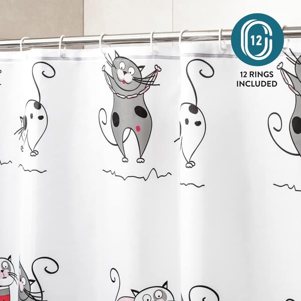 180*180CM Rolig Katt Polyester Dusch- och Badgardin D