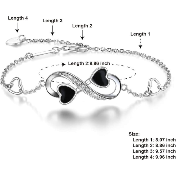 Kvindernes Infinity Love Armbånd, 925 Sterling Sølv Justerbar Charm Forever Armbånd til Kvinder og
