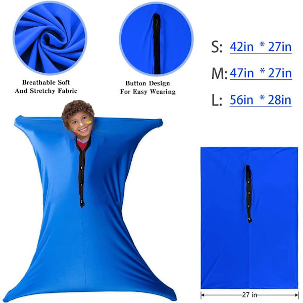 Sensorisk strømpe til børn, kropsstrømpe, medium elastisk sensorisk motorisk hjælpemiddel til børn, 6-9 år, 119 cm H x 69 cm B