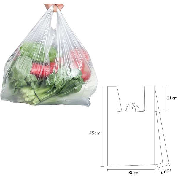 200 stk. Transparente Vest Style Bæreposer Stærke Hvide Bæreposer