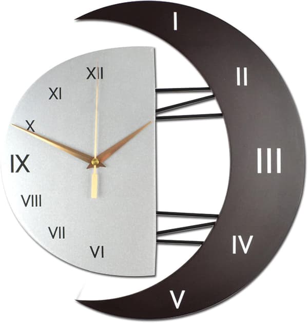 Väggklocka Modern Design Tyst Köksklocka Kreativ Månform