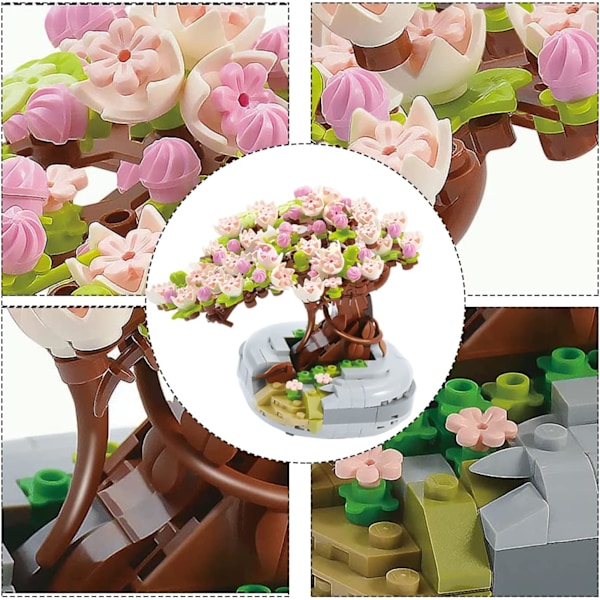 Mini Byggeklodser Sakura Plant Bonsai Model Sæt, Kreativ DIY Simulation Kirsebærblomst Blomster Botanisk Samling C