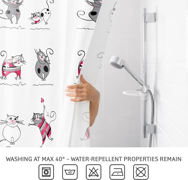 180*180CM Rolig Katt Polyester Dusch- och Badgardin D