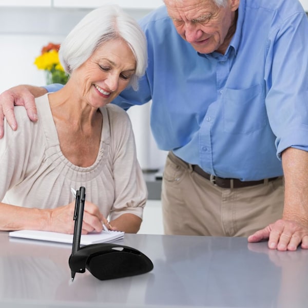 Hjelpemiddel for skriving og tegning - Blyantgrep og pennholder for Parkinson, tremor, leddgikt, svak hånd for å forbedre Black