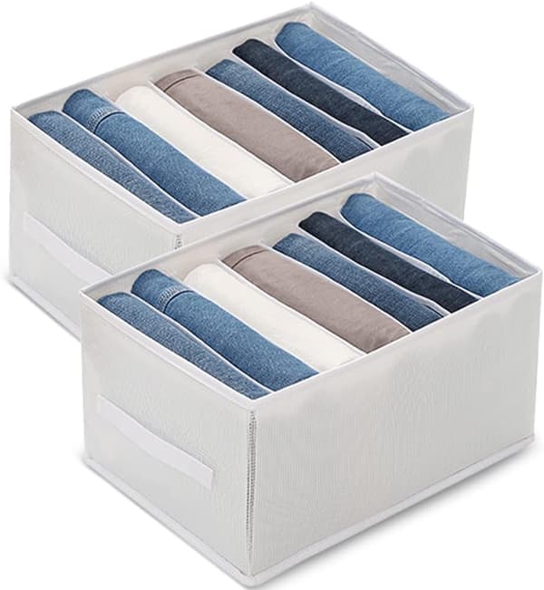 Vit 2-pack jeansbyxor förvaringslåda organiserare garderob