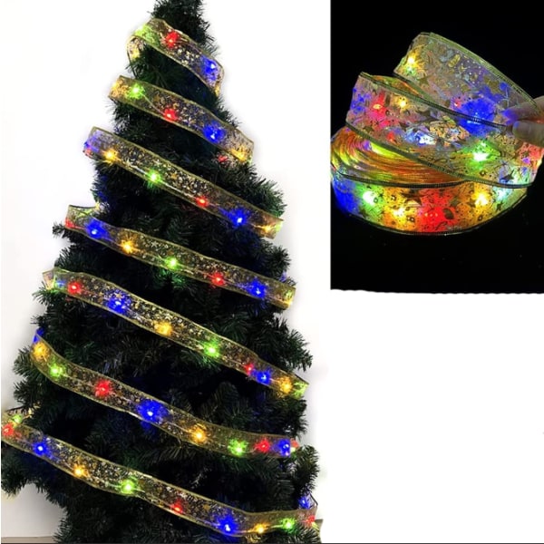 Shiny Ribbon String Lights 5m Gold Silk Color LED Christmas Light
