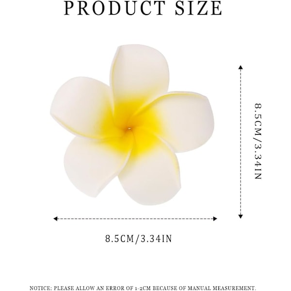 3-pack hawaiianska hårspännen vita skumgummi blommor hårklämmor håraccessoarer för kvinnor flickor