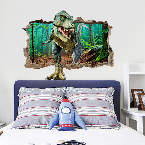 En bit 50×70CM 3D trasig vägg dinosaurie väggdekaler sovrum vardagsrum barnrum självhäftande avtagbar
