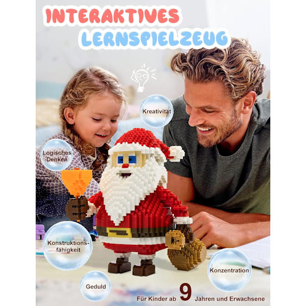 Julbyggklossar Leksakssats - 2500 Stycken Tomte Jultomte Byggklossar Set, Ålder 9+ Barn Vuxna F