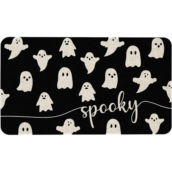 Svart Ghost Halloween Välkommen Dörrmatta (60*90cm) för Utomhus Inomhus Högpresterande Halkskyddad Gummibaksida
