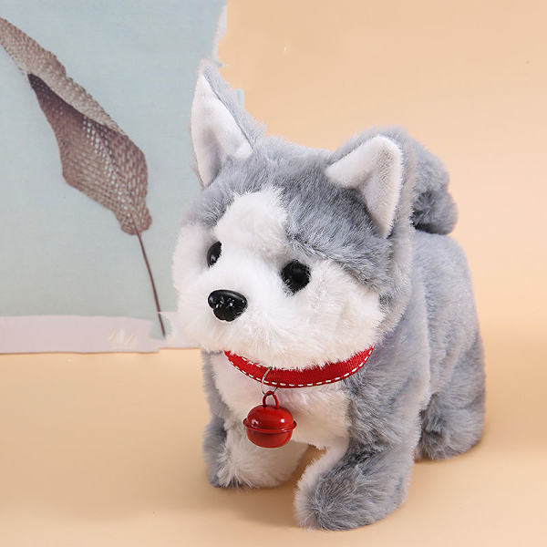 1 st Husky Elektronisk Plyschleksak - Går, Skäller, Viftar på Svansen, Sträcker sig, Barnleksak (Alaskan Hund) Q