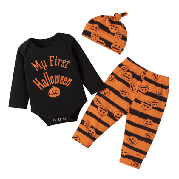 Baby Halloween-kostyme Min første Halloween Langærmet jumpsuit + bukse + lue (80CM)