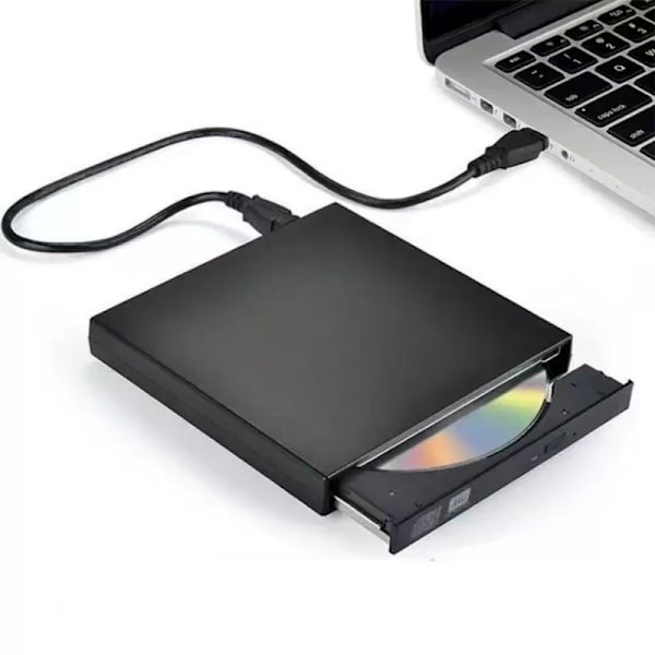 Sort ekstern DVD/CD-brænder USB 2.0 Slim til computer