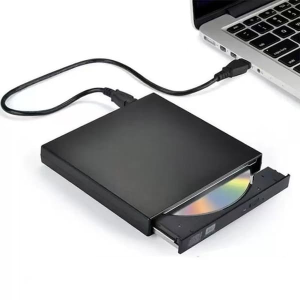 Svart extern DVD/CD-brännare USB 2.0 Slim för dator