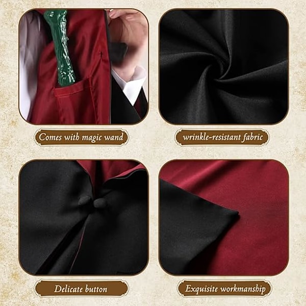 (L)Gryffindor trollkarl kappa Gryffindor uniform kappa, kappa och slips, trollkarl klänning för vuxen, Halloween Cosplay