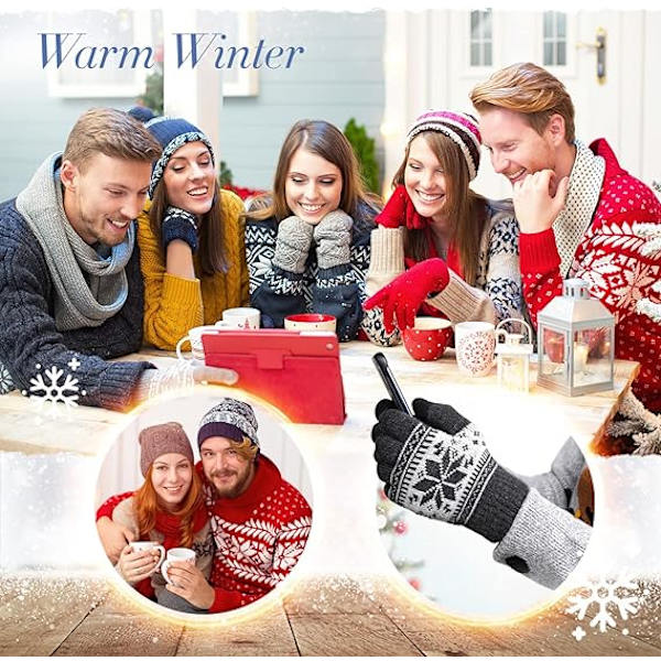 Vinter Touchscreen-handskar Snöblommönster Håll Varm för Kvinnor
