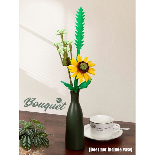 Ainutlaatuinen DIY-keinotekoisten kukkien kimppujen rakennussetti, Bonsai-koristelu luova idea pinoamalla palikoita lahjaksi Y