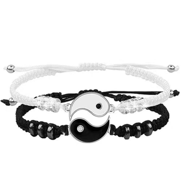 Bästa vän-armband för 2 matchande Yin Yang justerbara snöre armband för Bff vänskap relation pojkvän flickvän V