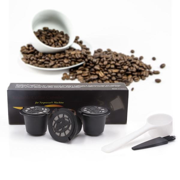 5x återanvändbara kaffekapslar Svart