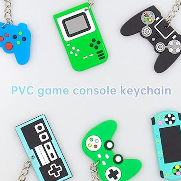 (blå) 2 stk. Gamepad nøglering Assorterede modeller Silikon nøgleringe Brugt til børnedag gavepose bilnøgleringe A