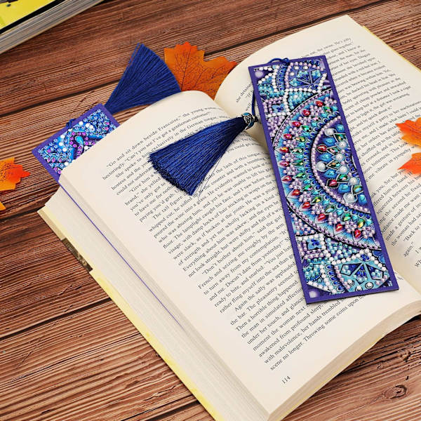 (2 kpl) VETPW Timantti-kirjanmerkkisarja nahkaisen tupsun kanssa, 5D DIY Mandala timanttimaalauskirjanmerkit, Maalaa J