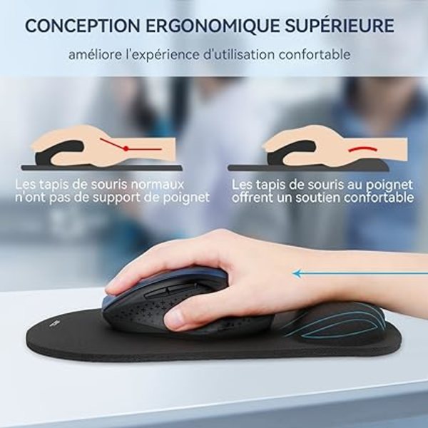 Musmatta, ergonomisk musmatta med handledsstöd, bärbar, perfekt