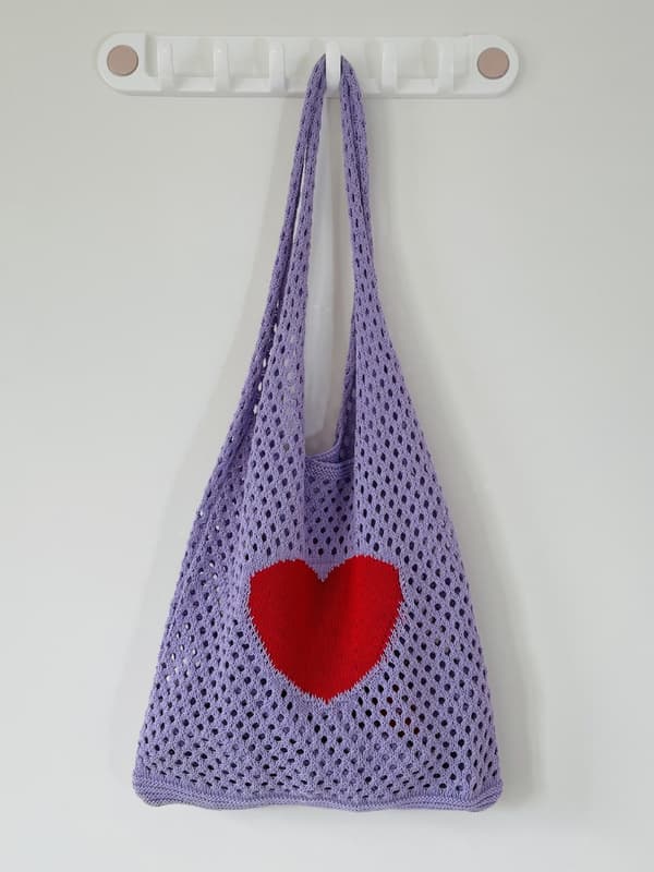 (Violet) 1 stk. damehåndtasker, strikkede tasker, mesh håndtasker, hule skuldertasker, shopping ba