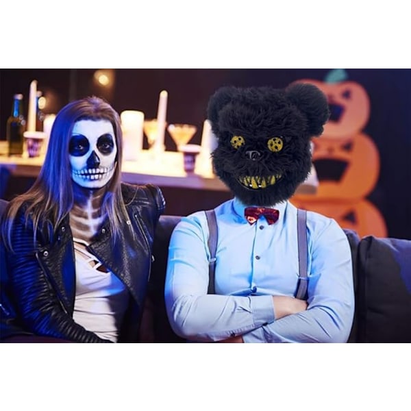 Halloween-naamio, pelottava mustakarhun naamio, verinen pehmoinen päänaamio, cosplay-asu rekvisiitta Halloween-juhliin