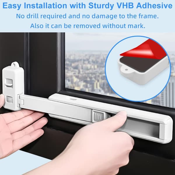 2-pak selvklebende UPVC vinduslås for vindusrammer,