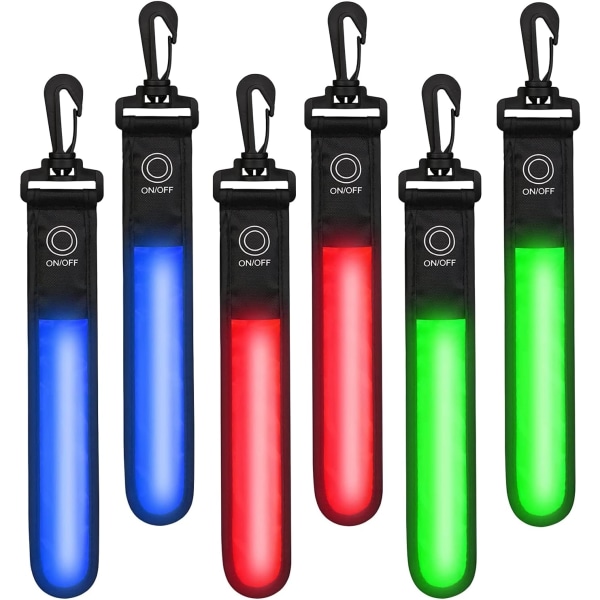 6-pakning reflekterende LED-blinkende lysvesker, 3 LED-moduser, S