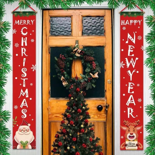 1 par julverandadekorationer En dörrbanner utomhus jul