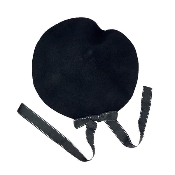 Fransk konstnärs basker i ull Höst-vinter Elegant hatt med rosett