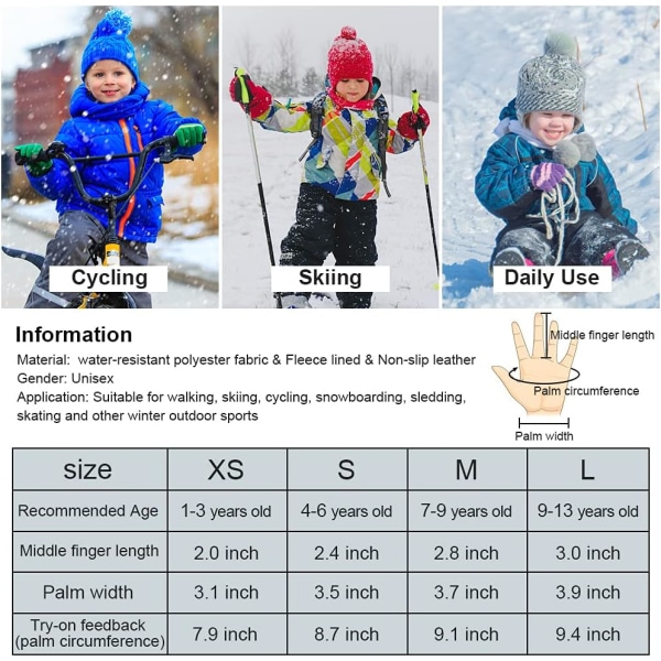 （M）Barne-skistøvler, jenter og gutter skivotter hansker varme vinter Mi