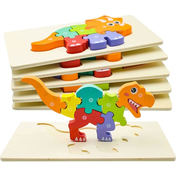 Dinosauriepussel i trä för småbarn, present till pojkar och flickor Ag